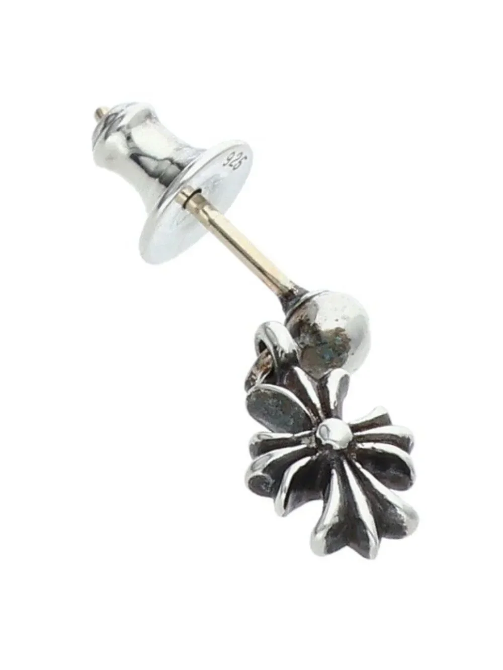 Chrome Hearts Tny CH Pls 1 Tiny Ech Plus Drop Silver Earrings